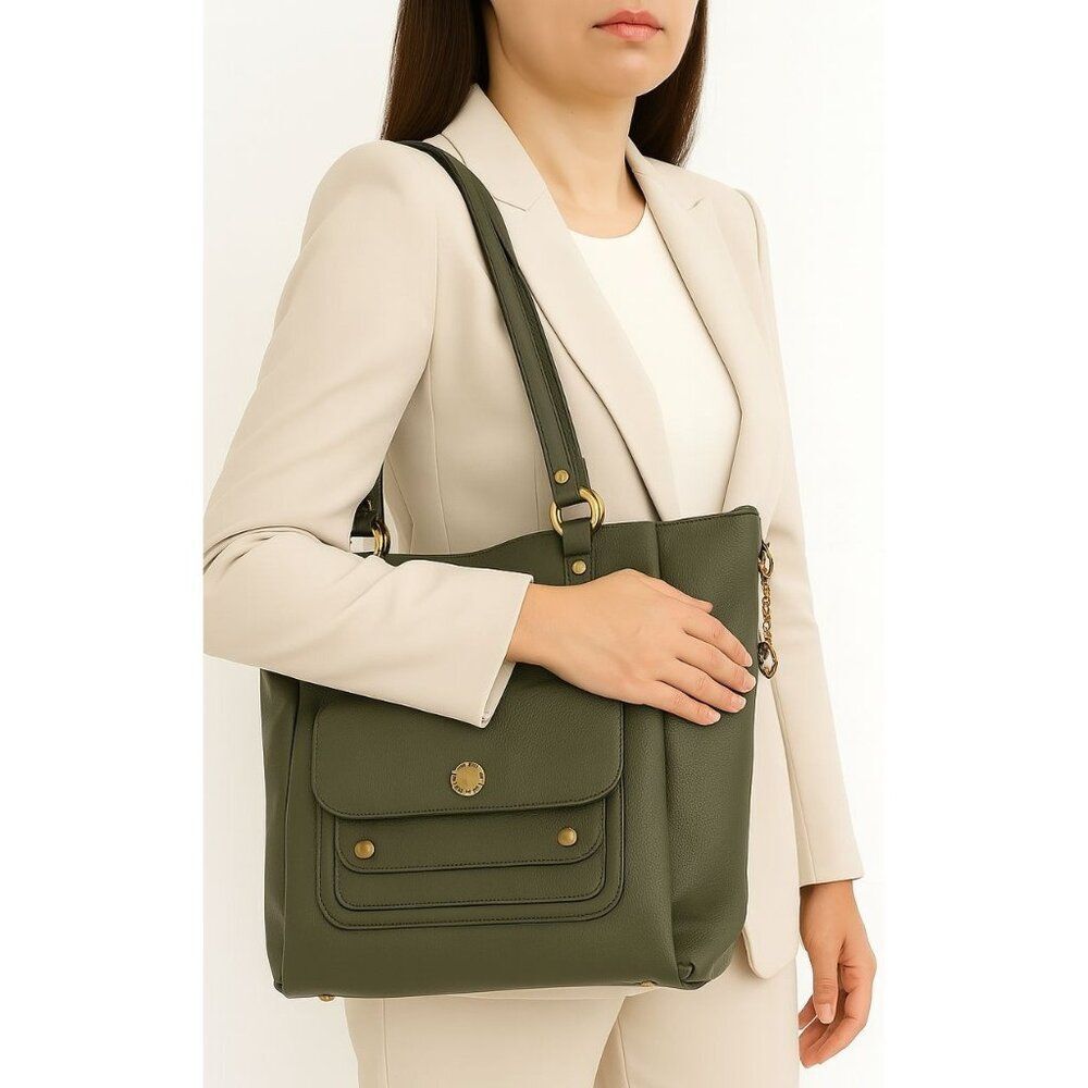 Steve Madden Tote Shoulder Bag Handbag PURSE Green Vegan Leather WOMEN'S WOMAN'S